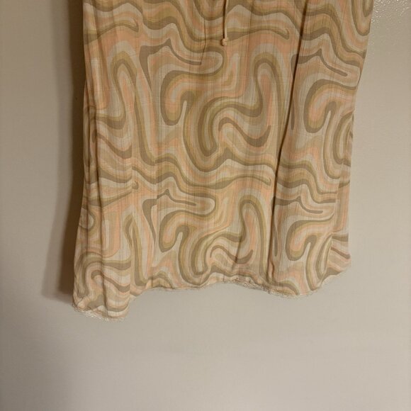 American Eagle Women L Peach Swirl Retro Groovy Flutter Sleeve Corset Mini Dress - Picture 4 of 11